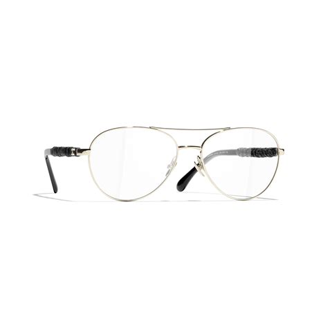 brillengestell chanel 9356|Pilotenbrille mit Blaulichtfilter Metall & Kalbsleder Helles Gold.